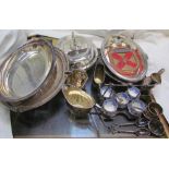 Assorted EPNS including entree dishes and covers, napkin rings,