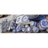 An extensive collection of Spode Italian blue and white pottery, including plates,
