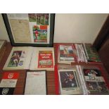 Two albums of Man United programmes together with Welsh programmes and framed picture
