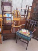 A 19th century mahogany elbow chair together with a television cabinet,