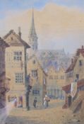 F Wilkinson Street Scene in Strasburg Watercolour Signed Together with two Bill Tew watercolours