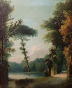 A pair of Italian oil paintings of landscape scenes together with assorted prints