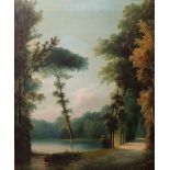 A pair of Italian oil paintings of landscape scenes together with assorted prints