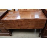 A Victorian mahogany Pembroke table with a rectangular top and drop flaps on turned legs