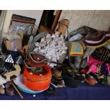 Mexican pottery together with hard stones, glass bottles,