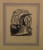 After John Petts Back throated diver Wod engraving Toether with an " Abandonment of Cuckoo's",