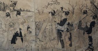 A Japanese woodblock print together with a large quantity of unframed shipping and other prints