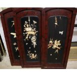 A set of four Japanese panels inlaid with bone and mother of pearl