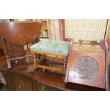 An Edwardian coal purdonium together with a Sutherland table and a foot stool