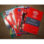 A collection of Wales Rugby programmes including 6 Nations and Autumn Internationals