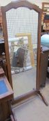 A reproduction mahogany cheval mirror