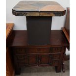 A Chinese hardwood side cabinet together with a slate topped coffee table