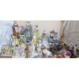 A Yardley soap figure group together with a collection of Royal Doulton figures,