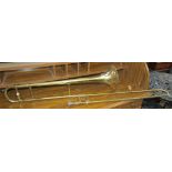 A brass trombone "Cambridge The British Band Instrument Co.
