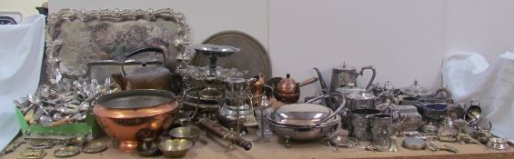 An electroplated tray together with a large quantity of electroplated and copper and brass