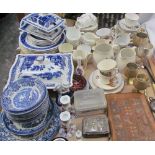 A Broadhurst Blue and white part dinner set, together with a Mandarin pattern part dinner set,