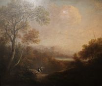 19th century British School A landscape scene Oil on board Together with a collection of pictures