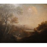 19th century British School A landscape scene Oil on board Together with a collection of pictures
