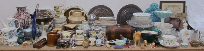 A large lot including a walnut jewellery box together with a Royal Doulton character jug,