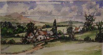 David Howard A farmstead Watercolour Signed Together with a collection of paintings and prints