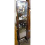 A mahogany framed cheval mirror