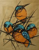 Snook Kingfishers Signed and dates '69 Watercolour Together with another of ducks by the same hand