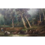 20th century continental school Grazing the cattle in Woodland Oil on canvas Together with a