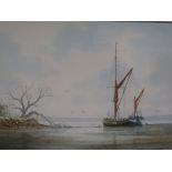 Alan Whitehead Ships at low tide Watercolour Signed Together with a large collection of paintings,