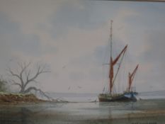 Alan Whitehead Ships at low tide Watercolour Signed Together with a large collection of paintings,