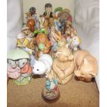 A Collection of Beatrix Potter figures from numerous factories including Royal Albert, Beswick,