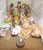 A Collection of Beatrix Potter figures from numerous factories including Royal Albert, Beswick,