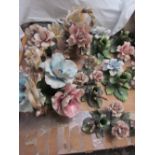 A collection of Capodimonte rose groups