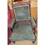 An Edwardian upholstered gentleman's library chair
