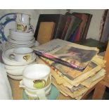 A Denby part dinner set together with Royalty related newspapers,