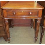 A Victorian mahogany side table with a moulded rectangular top above a single drawer on fluted