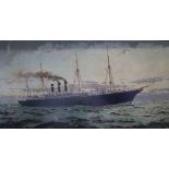 Harry Hudson Rodmell An ocean going liner Oil on board Signed Together with a yellow metal plaque,