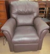 A Middletons Dover chocolate brown leather rise and recliner electric reclining chair,