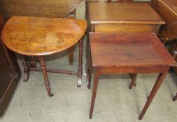 An Edwardian walnut Sutherland table together with an oak sewing box and an occasional table