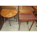 An Edwardian walnut Sutherland table together with an oak sewing box and an occasional table