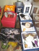 A collection of gentleman's wristwatches and costume jewellery