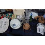 A large lot including Spanish plates, glass vases,