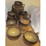 A Denby stoneware part tea set in browns