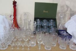 A boxed set of six Harrods hand cut lead crystal whisky glasses together with Edinburgh crystal