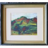 Mike Jones Landscape in Gwynfe Acrylics Signed 25 x 30cm Attic Gallery label verso ****Artists