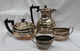 An Elizabeth II silver four piece teaset, comprising hot water jug, teapot,