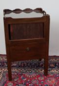 A George III mahogany night table with tray top and tambour front and pull out step commode,