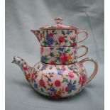 A Royal Winton "Old Cottage Chintz" bachelor set comprising a combination tea pot,