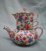 A Royal Winton "Old Cottage Chintz" bachelor set comprising a combination tea pot,