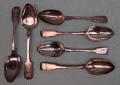 A pair of Victorian silver fiddle and shell pattern table spoons, London, 1848, Elizabeth Eaton,