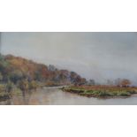 William Henry Millais River Scene Watercolour Signed and dated 1879 36 x 67.